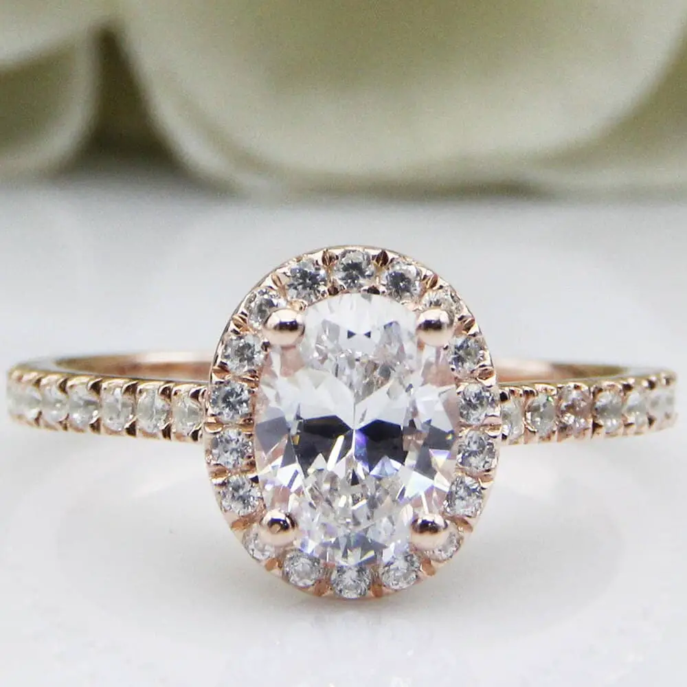 1.5ct 6x8mm Oval Cut Brilliant Moissanite Ring in 14K Gold Female ...