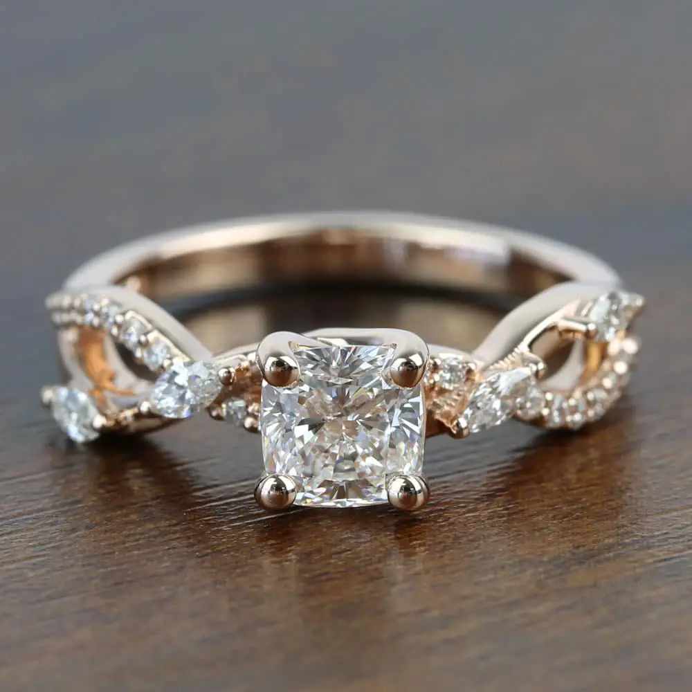 1 Carat Rose Gold Ivy Cushion Diamond Engagement Ring