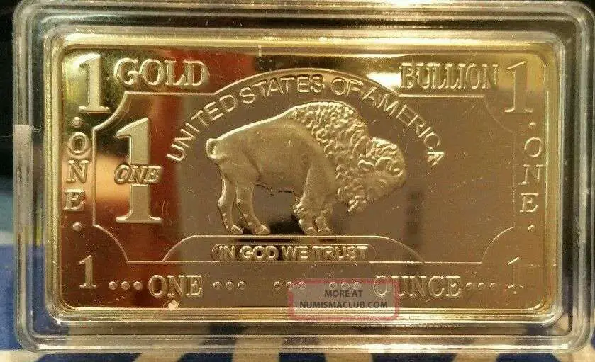 1 Troy Ounce Gold Buffalo Bar 100 Mills Clad. 999 24k Fine ...
