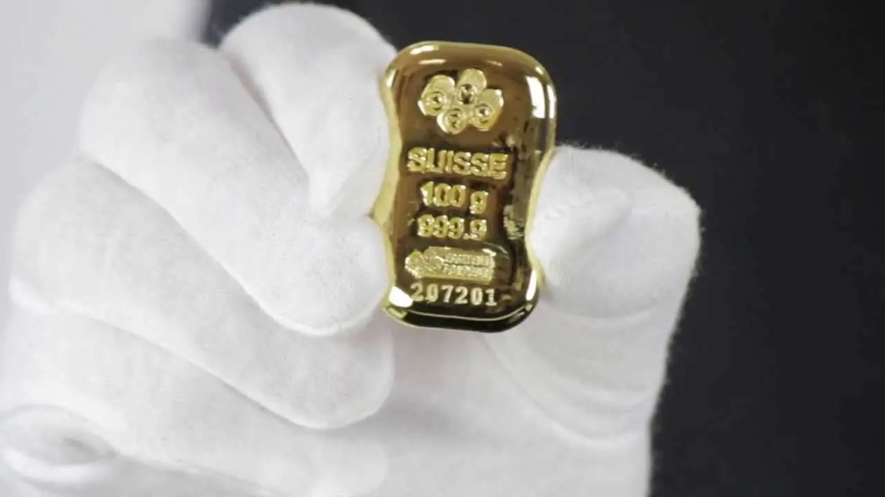 100 gram PAMP Suisse Gold Bar .9999 Fine