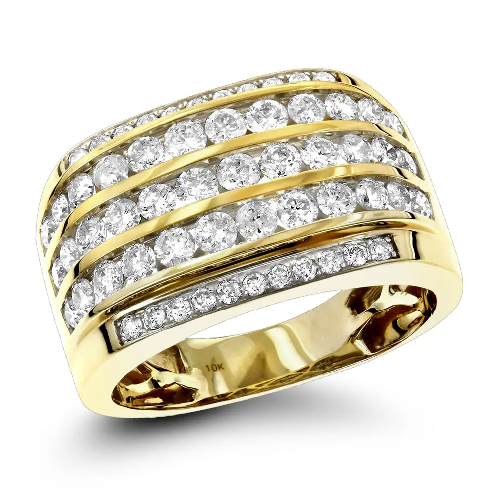 10K Gold Diamond Mens Ring 2.25ct Unique Diamond Wedding Band 420001