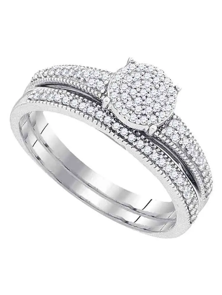10k White Gold Womens Diamond Ring Cluster Bridal Wedding ...