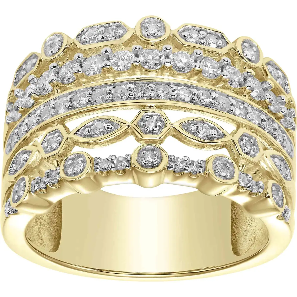 10k Yellow Gold 3/4 Ctw Diamond Stackable Anniversary Band