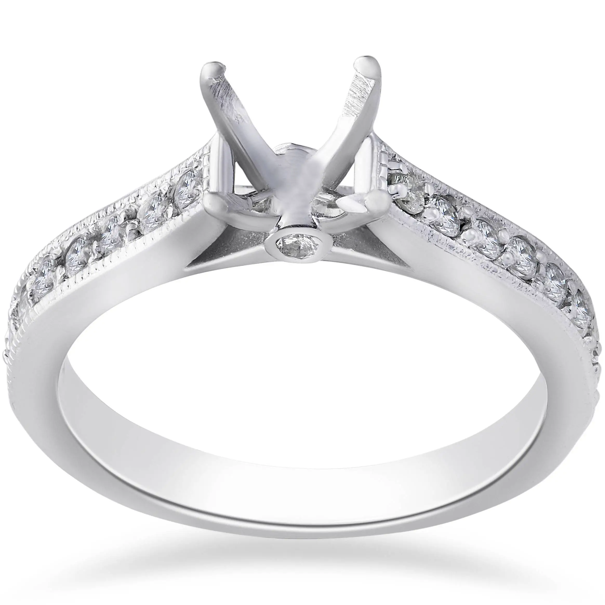 1/3ct Diamond Engagement Semi Mount Ring 14K White Gold Setting