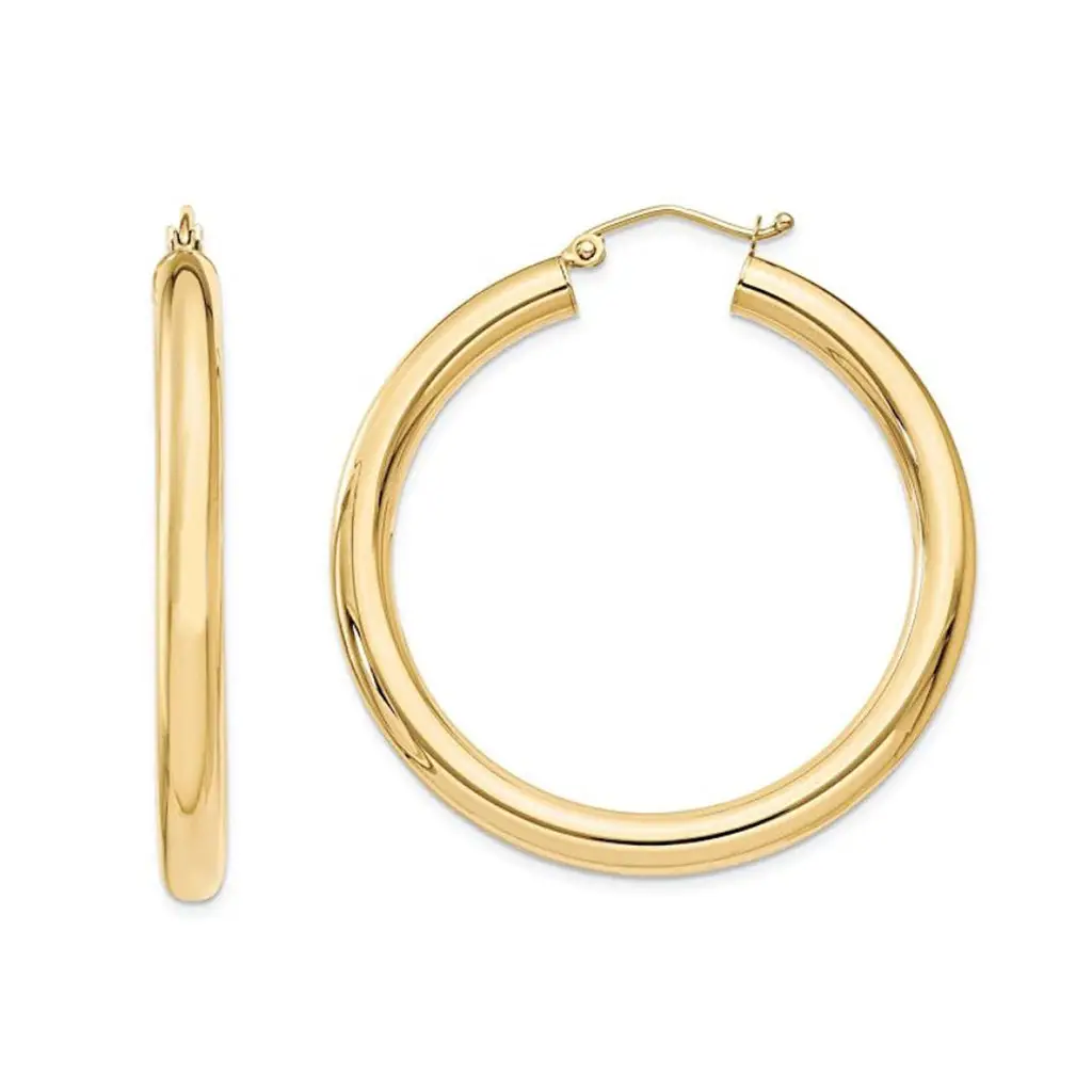 14K Gold 1.5 Inch Thick Hoop Earrings  Nana Bijou
