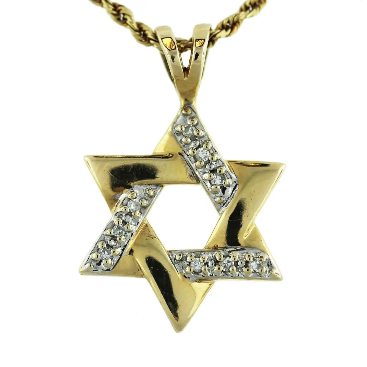 14k Gold Diamond Star of David Pendant Chain Necklace Boca Raton