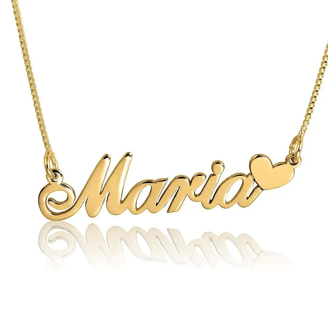 14K Gold Maria Style Hearts Name Necklace