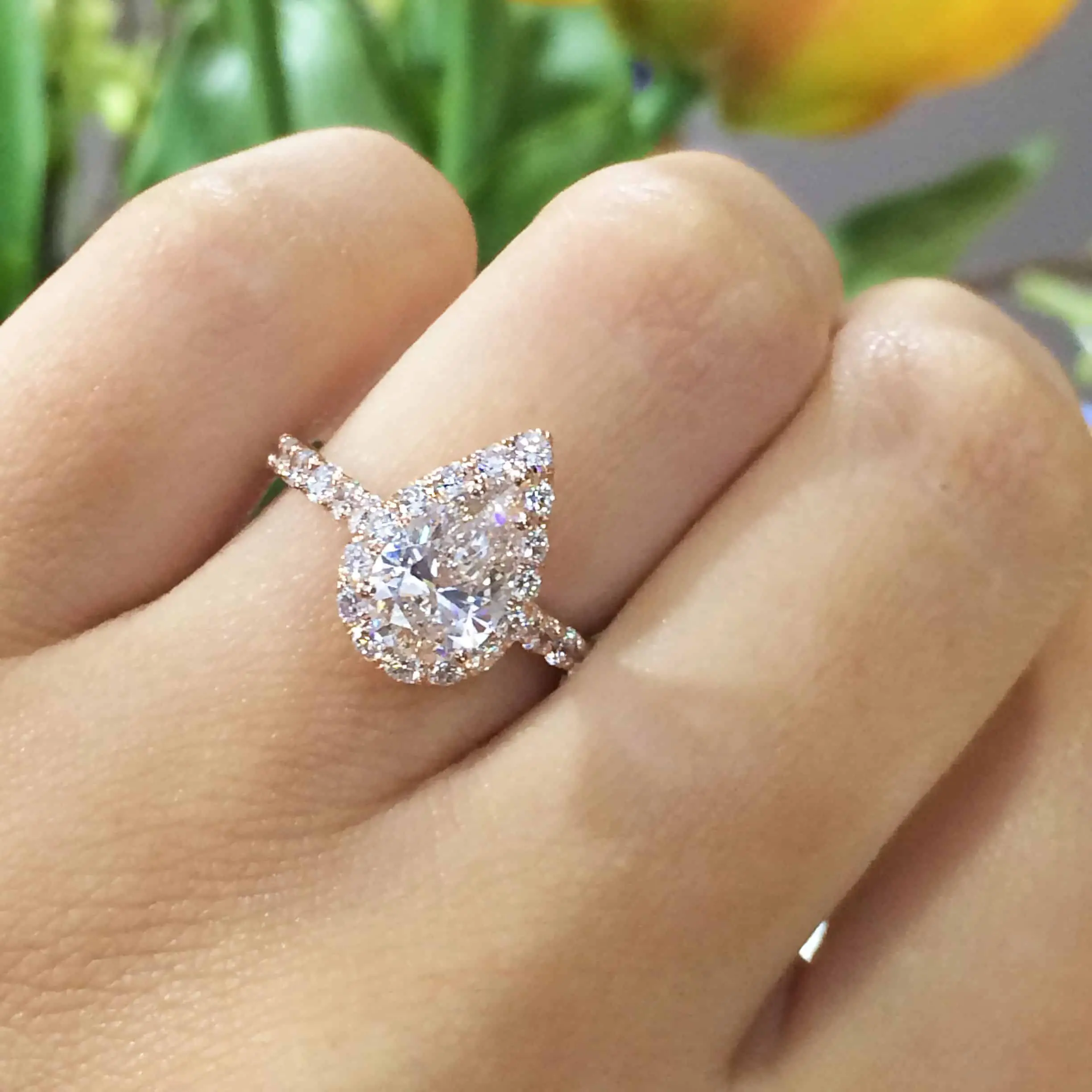 14k Rose Gold diamond engagement ring, containing round diamonds 3/4 ...