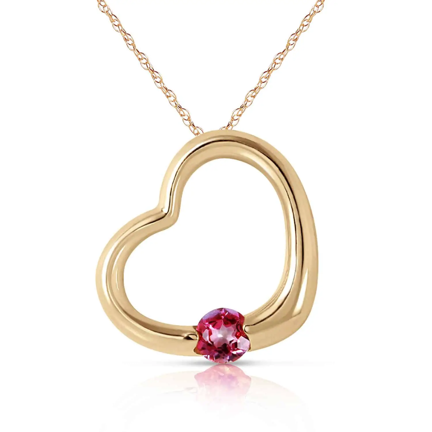 14K Solid gold fine Heart Necklace 16
