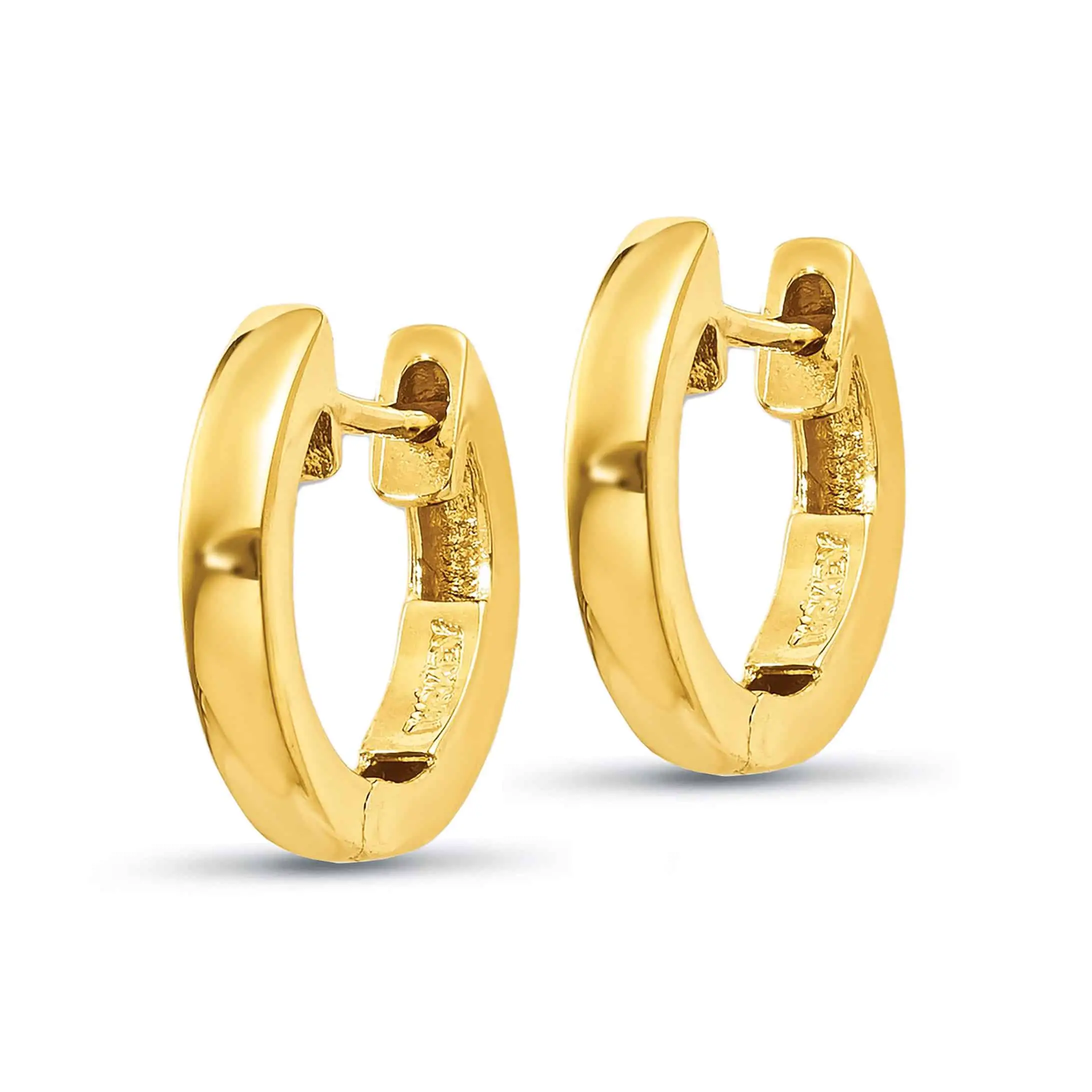 14K Solid Gold Small Huggie Hoop Earrings For Men Women Real