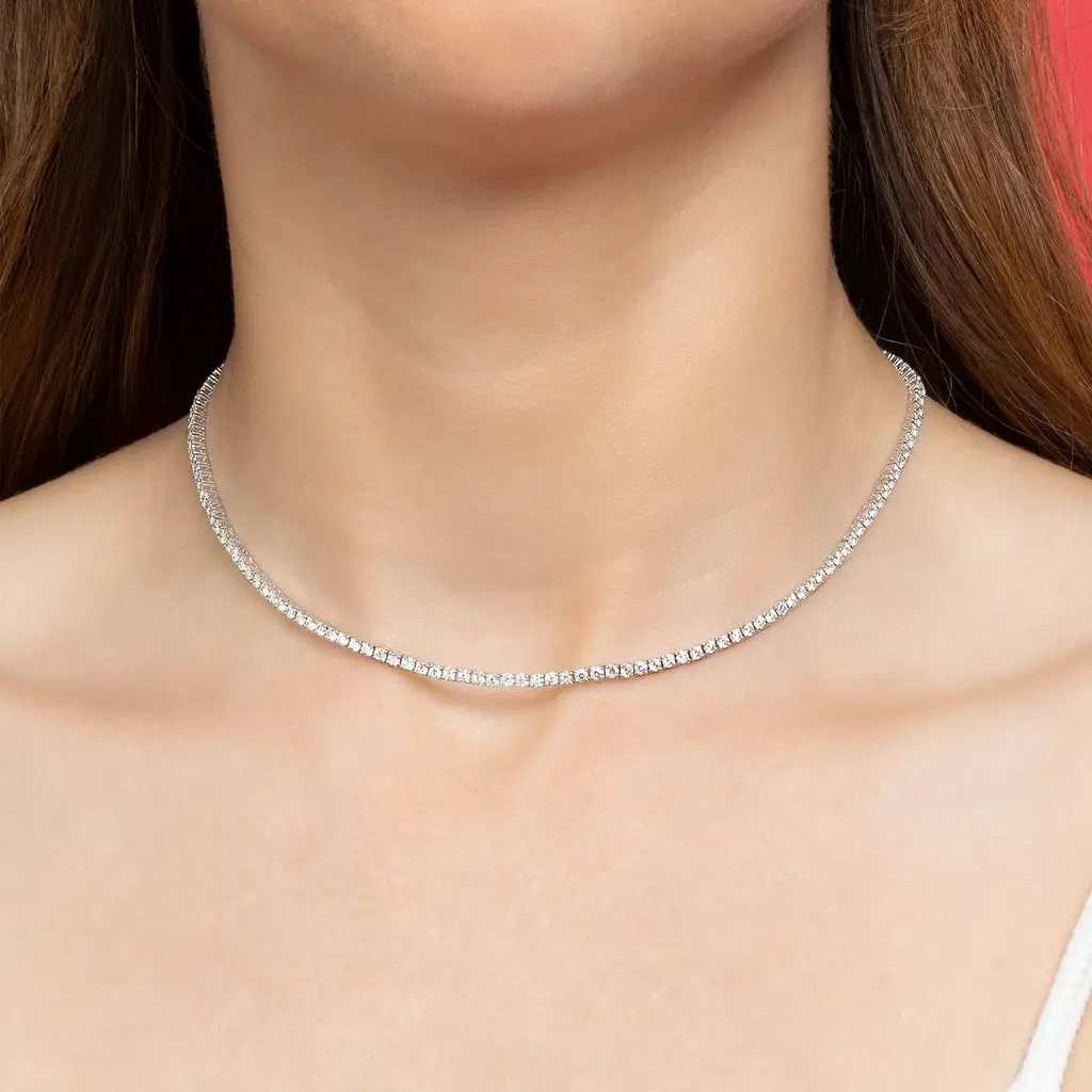 14k White Gold Perfect Diamond Collar Tennis Necklace  The Last Line