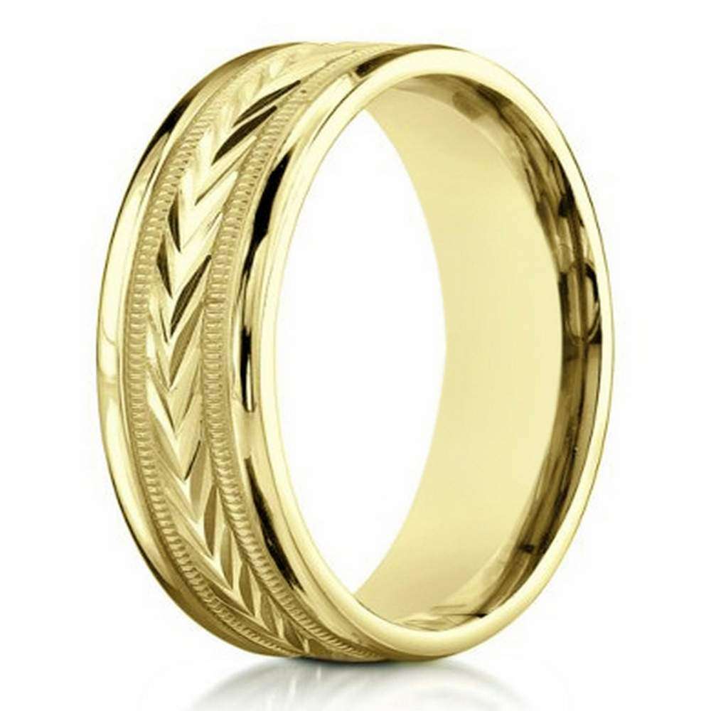 14K yelllow gold contemporary wedding band for men