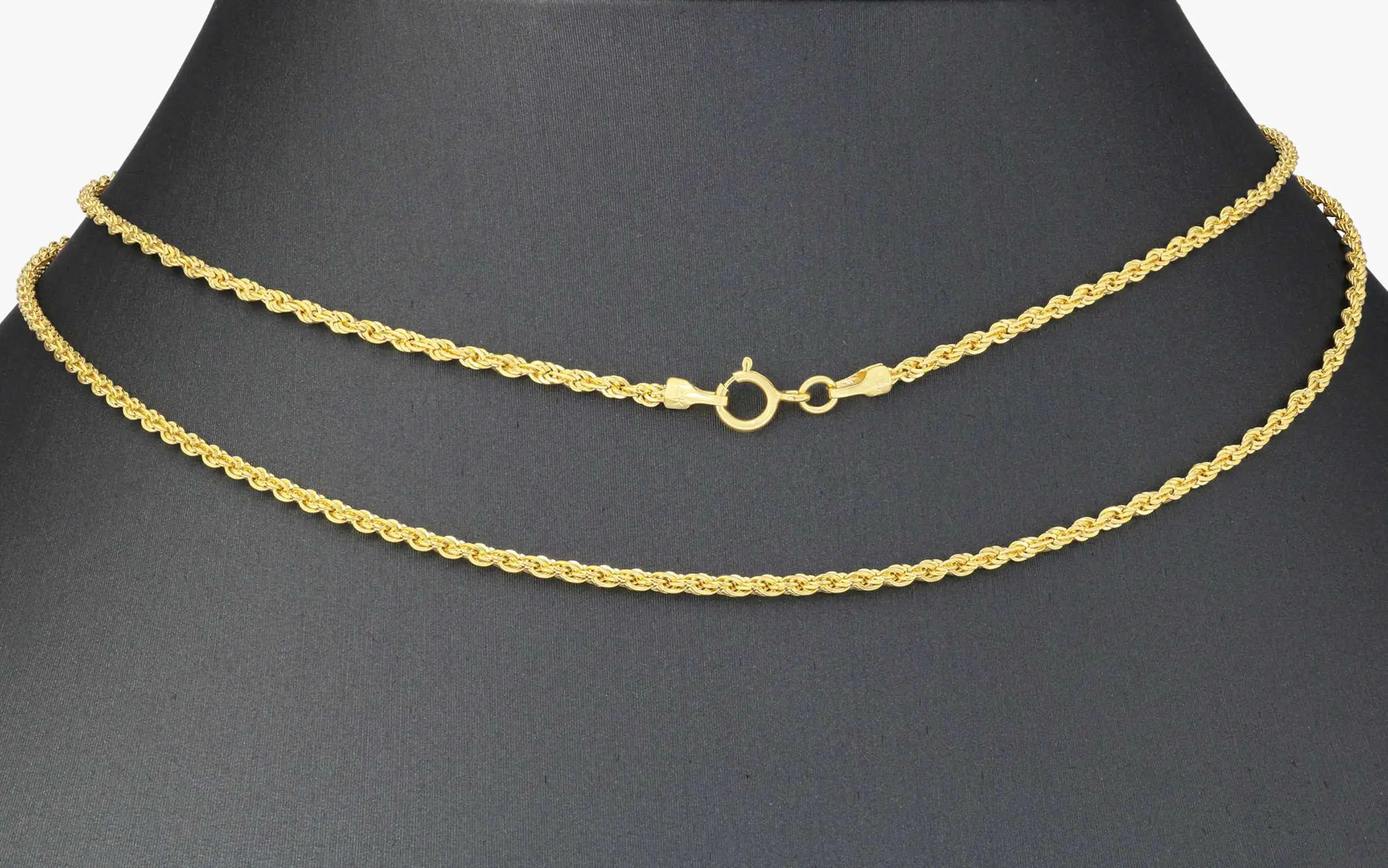 14K Yellow Gold 1.5mm Thin Diamond Cut Rope Chain Pendant Necklace ...