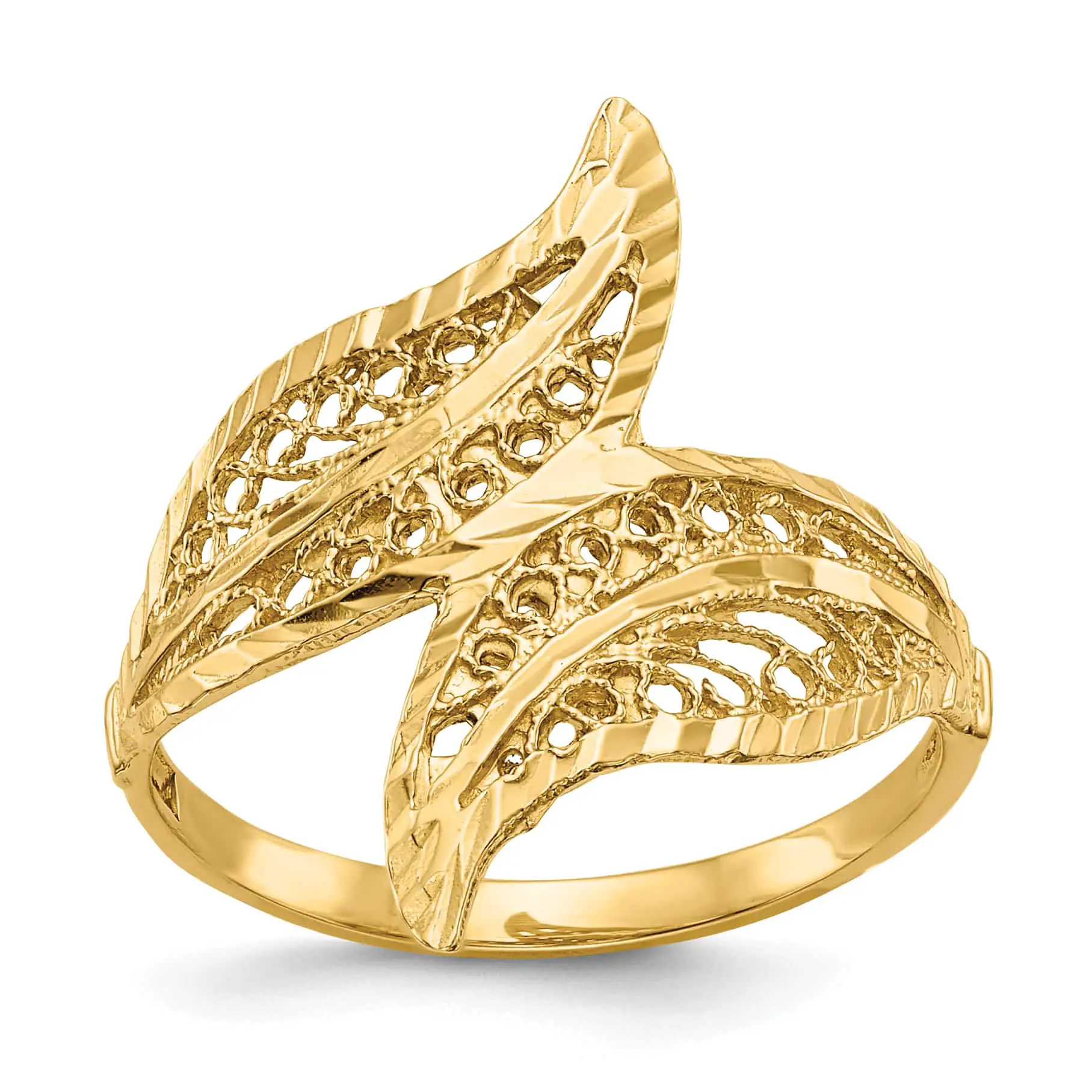 14k Yellow Gold Filigree Band Ring Size 6.50 Fine Jewelry For Women ...