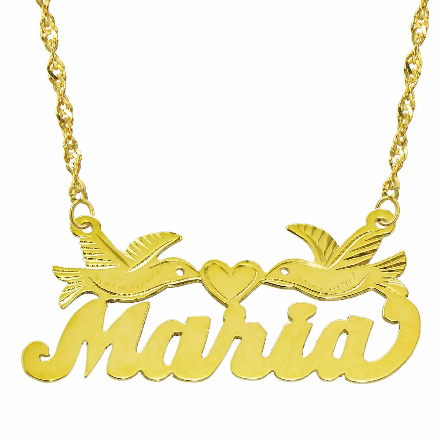14K Yellow Gold Personalized Name Plate Necklace Style 12
