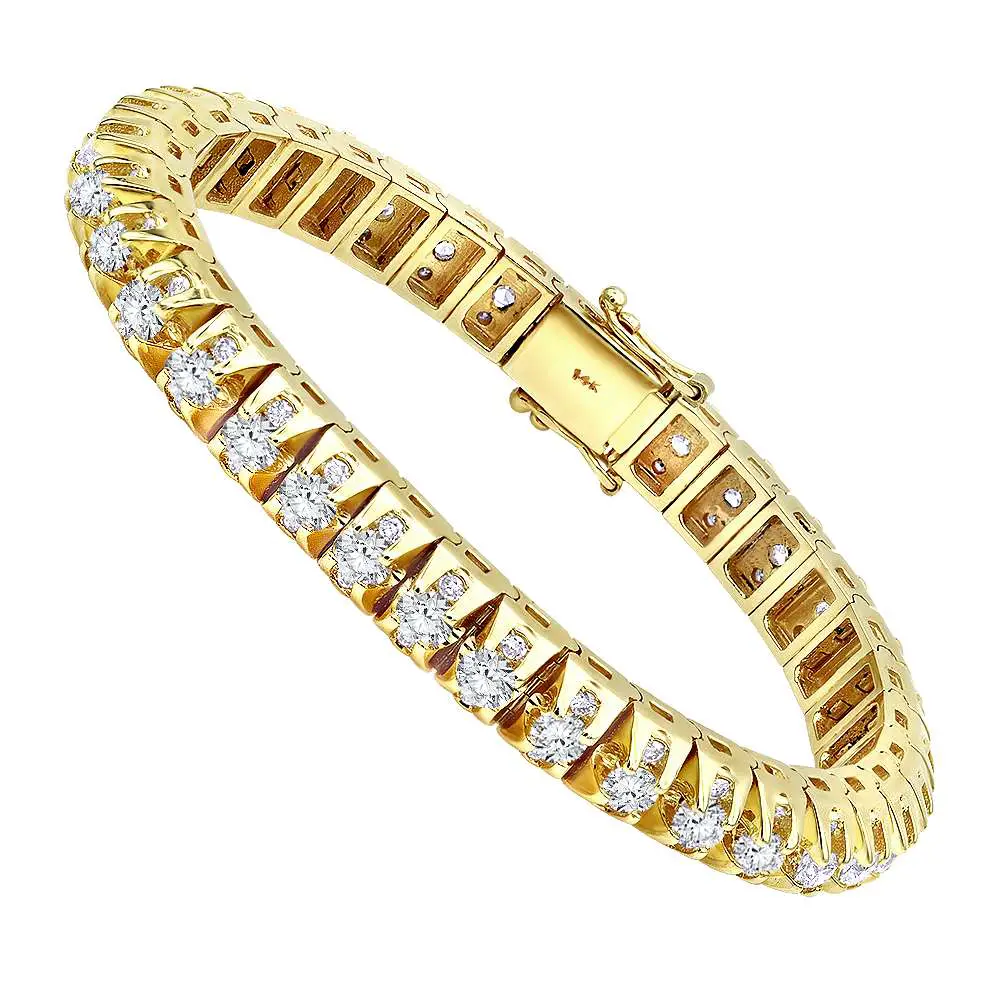 15 Carat Unique Diamond Tennis Bracelet for Men in 14k Gold By Luxurman ...