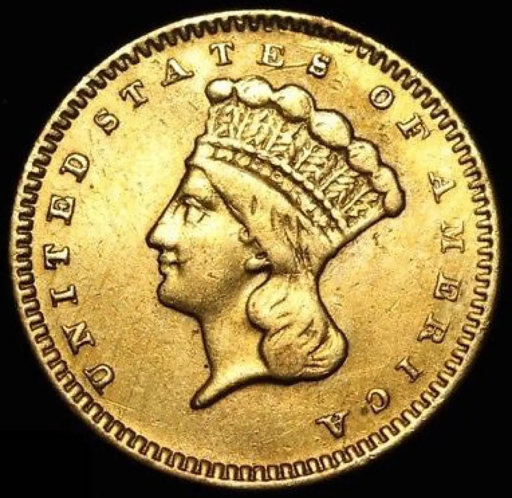 1859 $1 One Dollar Indian Princess Gold Coin Type 3