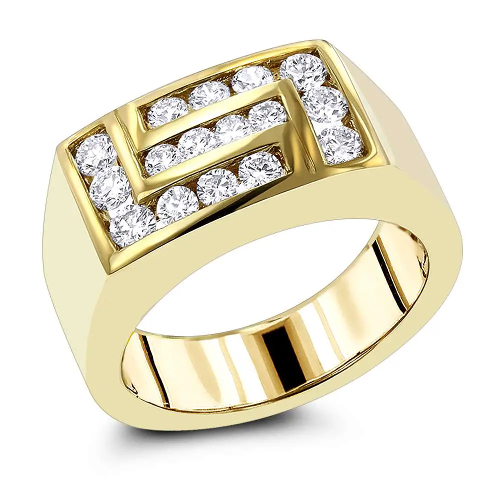 18K Gold Mens Diamond Ring 1ct by Luxurman 013847