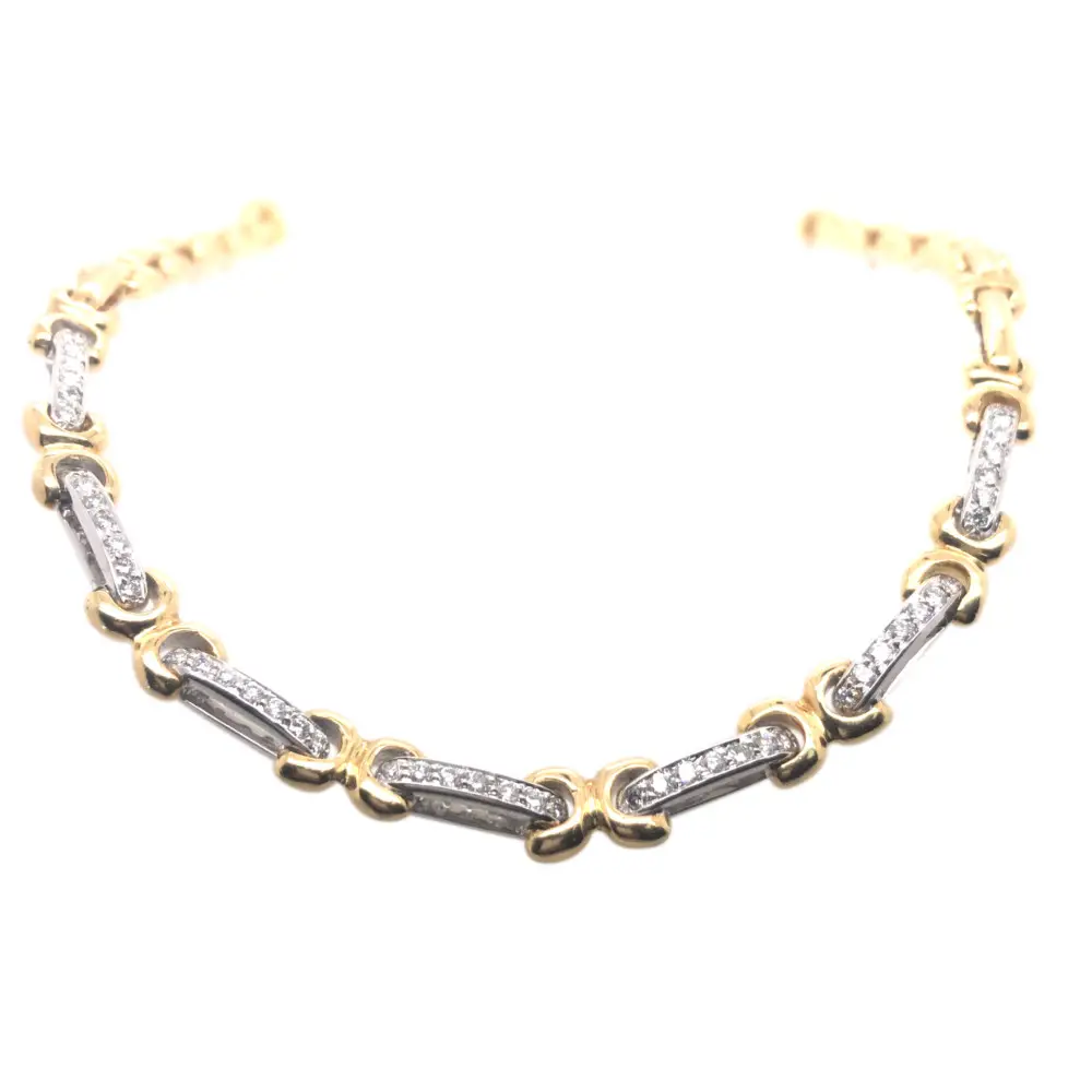 18K Yellow and White Gold Diamond Necklace.
