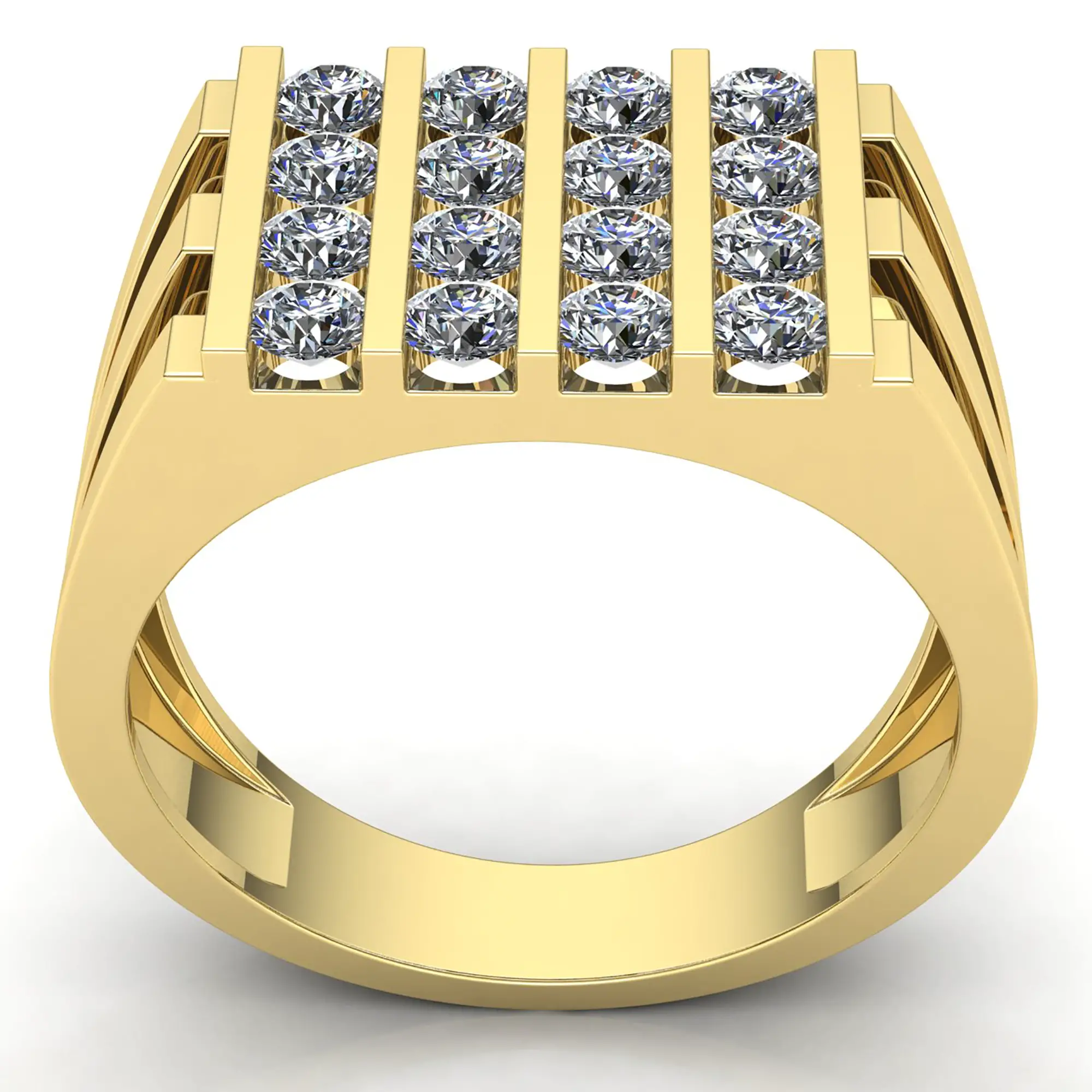 1ctw Round Brilliant Cut Diamond Mens Modern Bar Set Engagement Ring ...