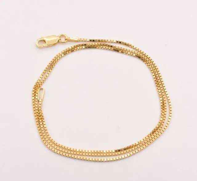1mm Italian Square Box Chain Necklace 14K Yellow Gold Clad 925 Silver ...