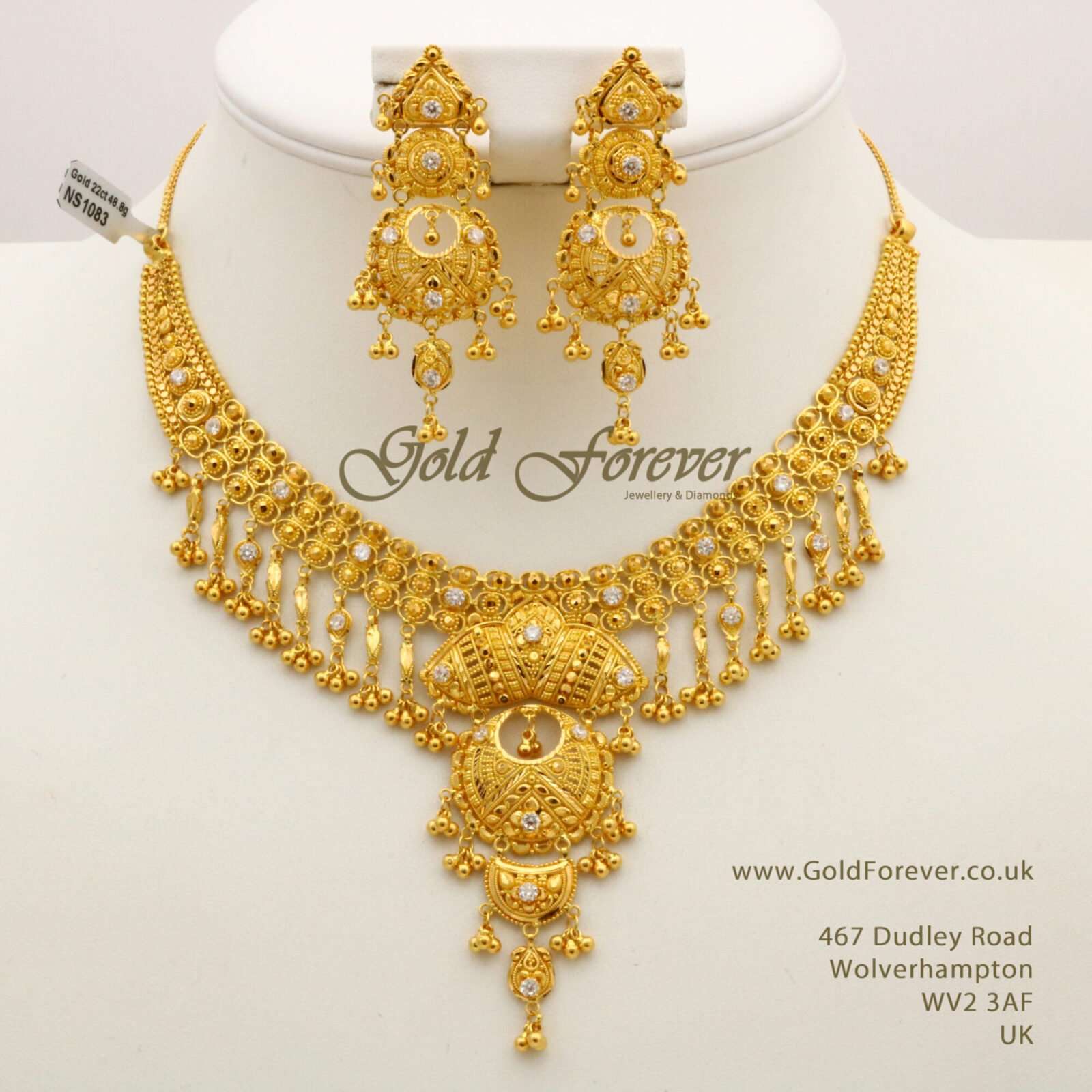 22 Carat Indian Gold Necklace Set 48.8 Grams code: NS1083 ...