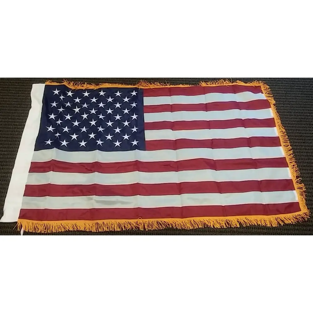 3x5 USA 300 D Nylon Embroidered American Flag with Gold Fringes US ...