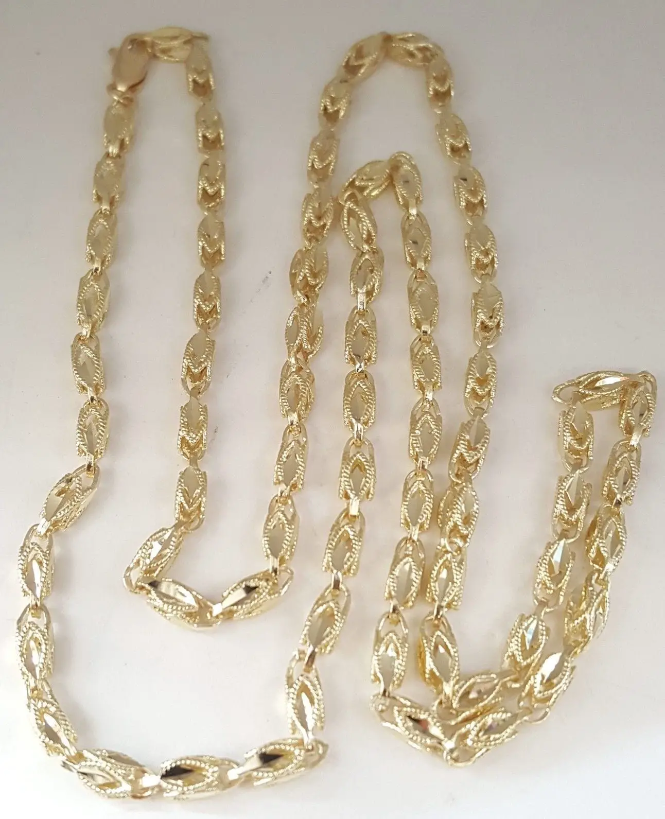 4MM Womens 10K Yellow Gold Turkish Style Link Chain Necklace 18" 
