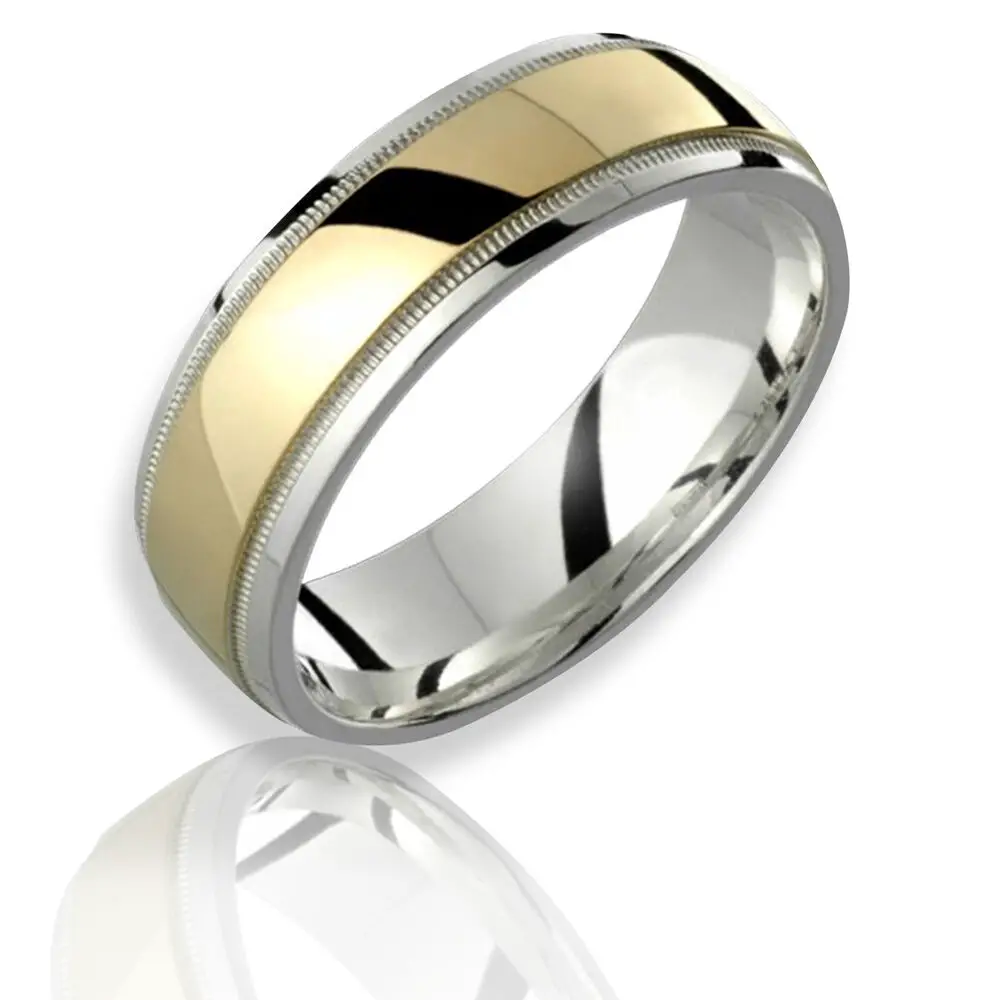 7mm 10k Yellow Gold .925 Sterling Silver Mens Women Ring For Wedding ...