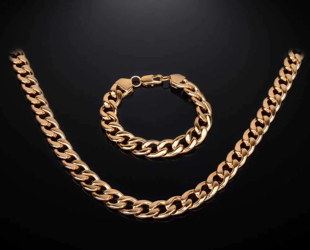 African Jewelry Wholesale 18k Gold Plated Necklace Chain For Man
