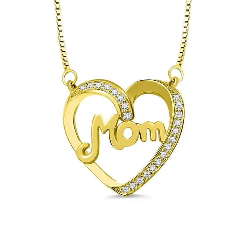AILIN Personalized Mom Heart Necklace With Birthstone In Gold Color For ...