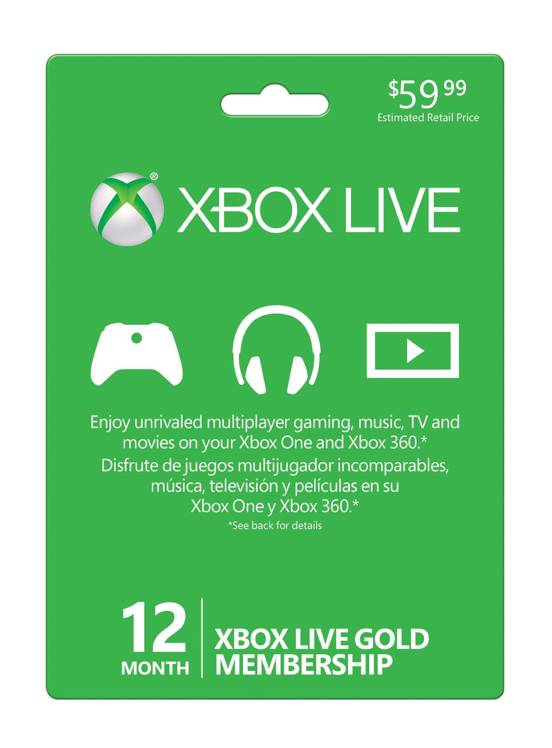 Amazon.com: Microsoft Xbox LIVE 12 Month Gold Card: Xbox ...