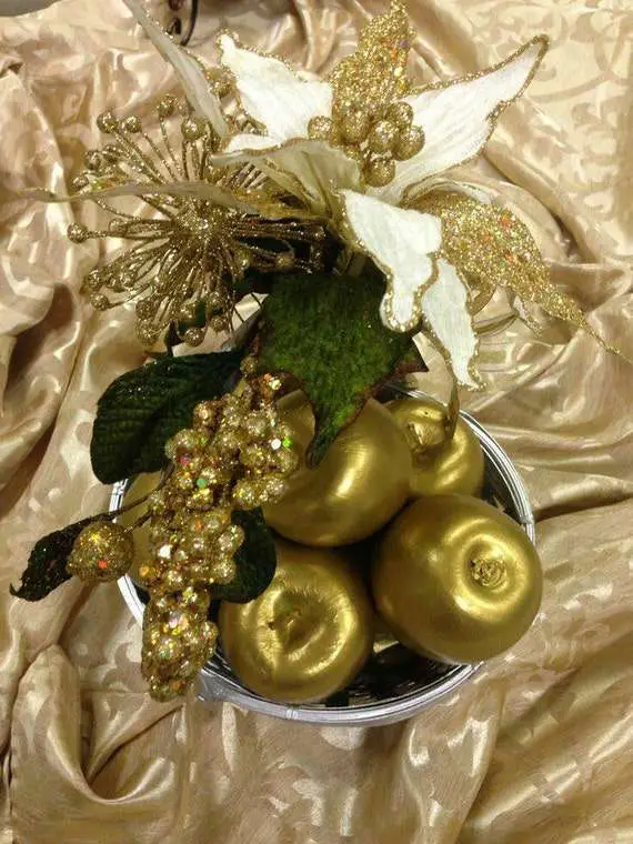 Apples of Gold in Settings of Silver by UniquelyCraftedCards