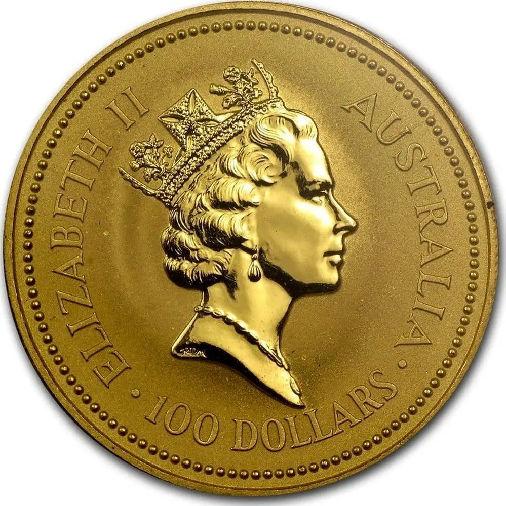 Australian 1 Oz Gold 100 Dollars " The Australian Nugget"  1990