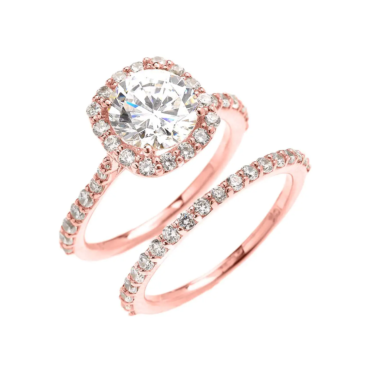 Beautiful Dainty Rose Gold 3 Carat Halo Solitaire CZ Engagement Wedding ...