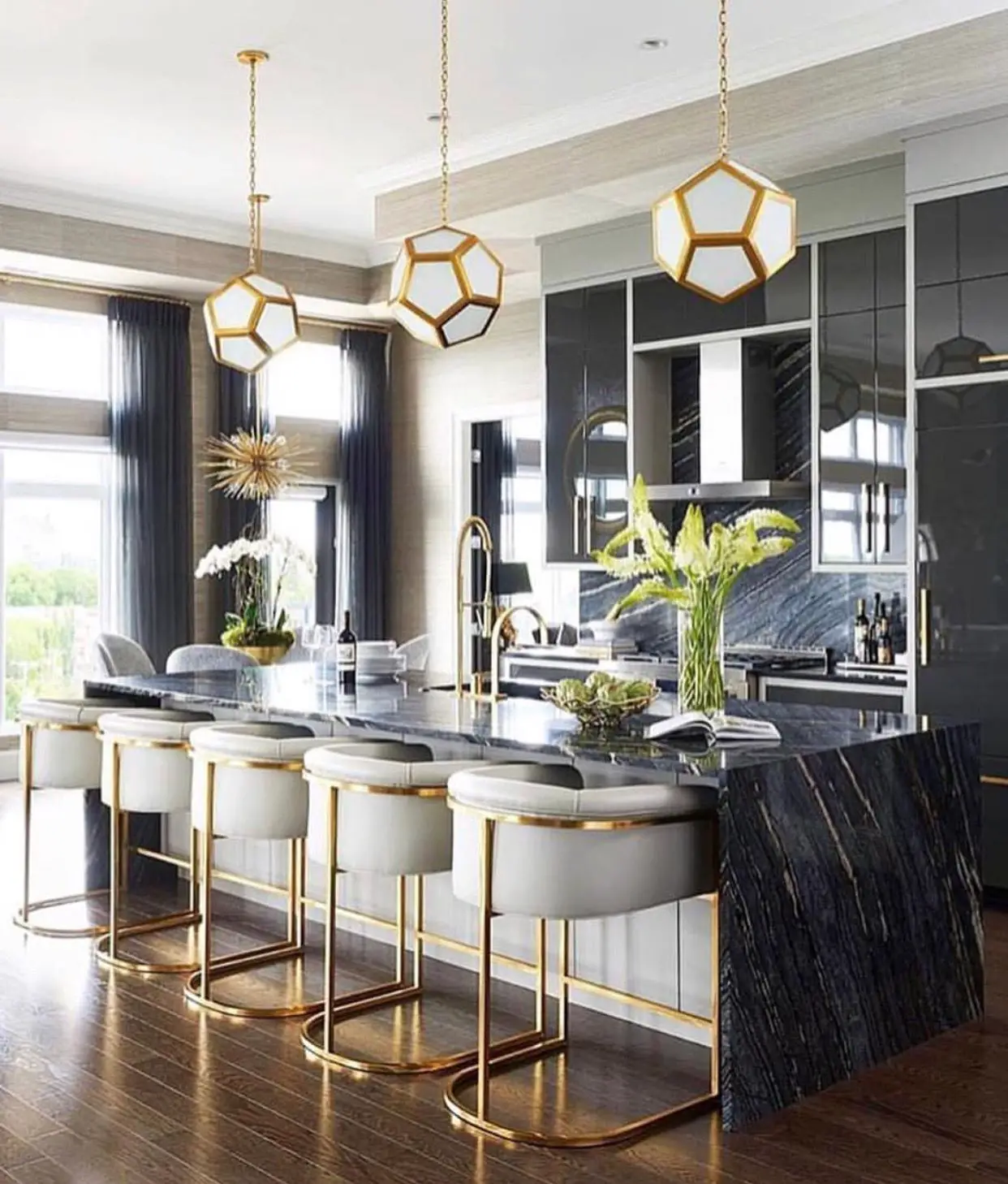 Black and gold kitchen