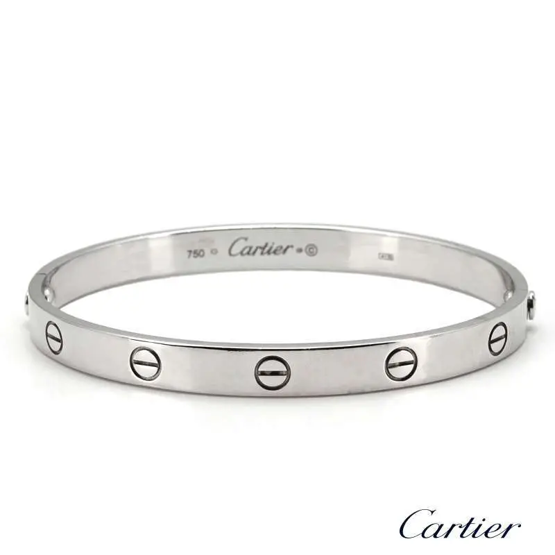 Cartier 18k White Gold Love Bangle Bracelet Size 19. B6035400