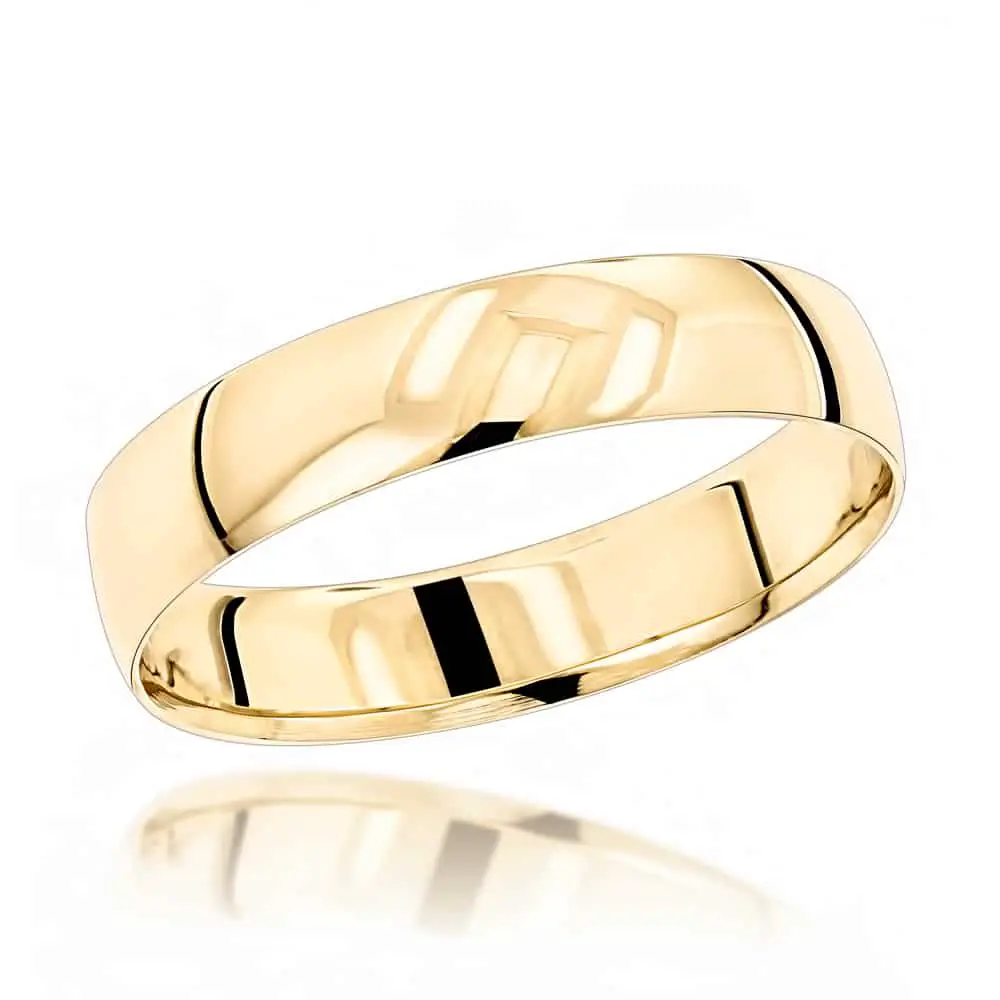 Classic Thin Mens Wedding Band 14K Solid Gold 4mm