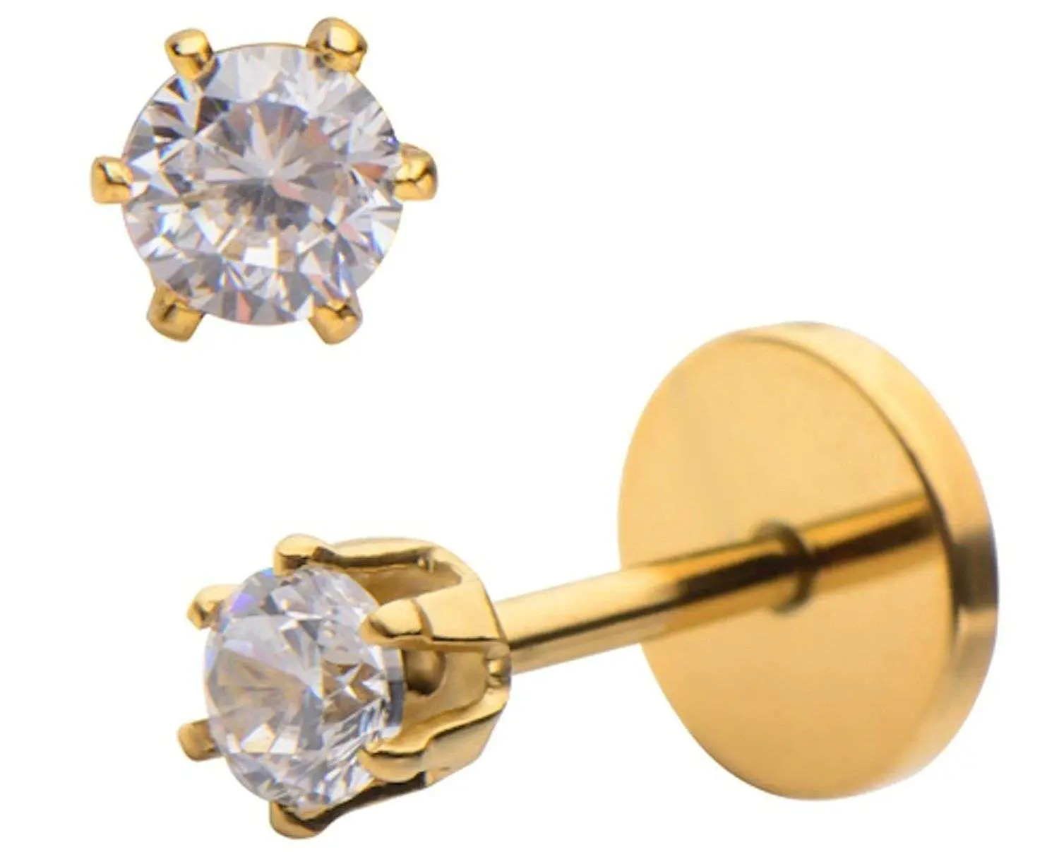 ComfyEarrings CZ Mini Crystal 14K Gold Plated Prong Stud Earrings Pair ...