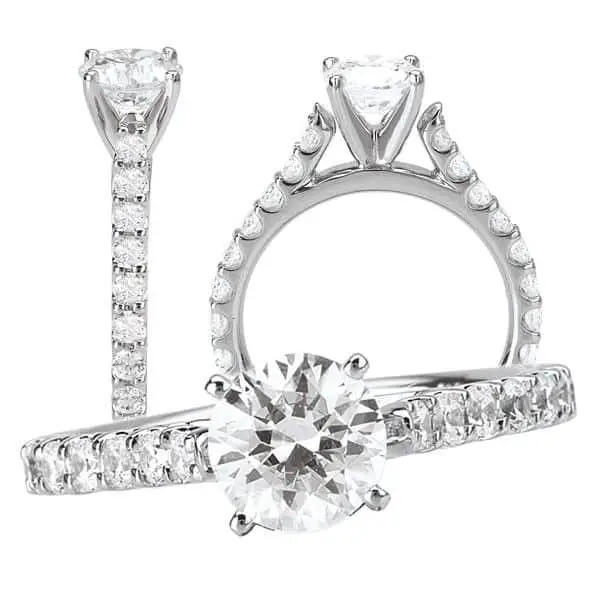 Custom *18k White Gold Cathedral Style Engagement Ring Semi
