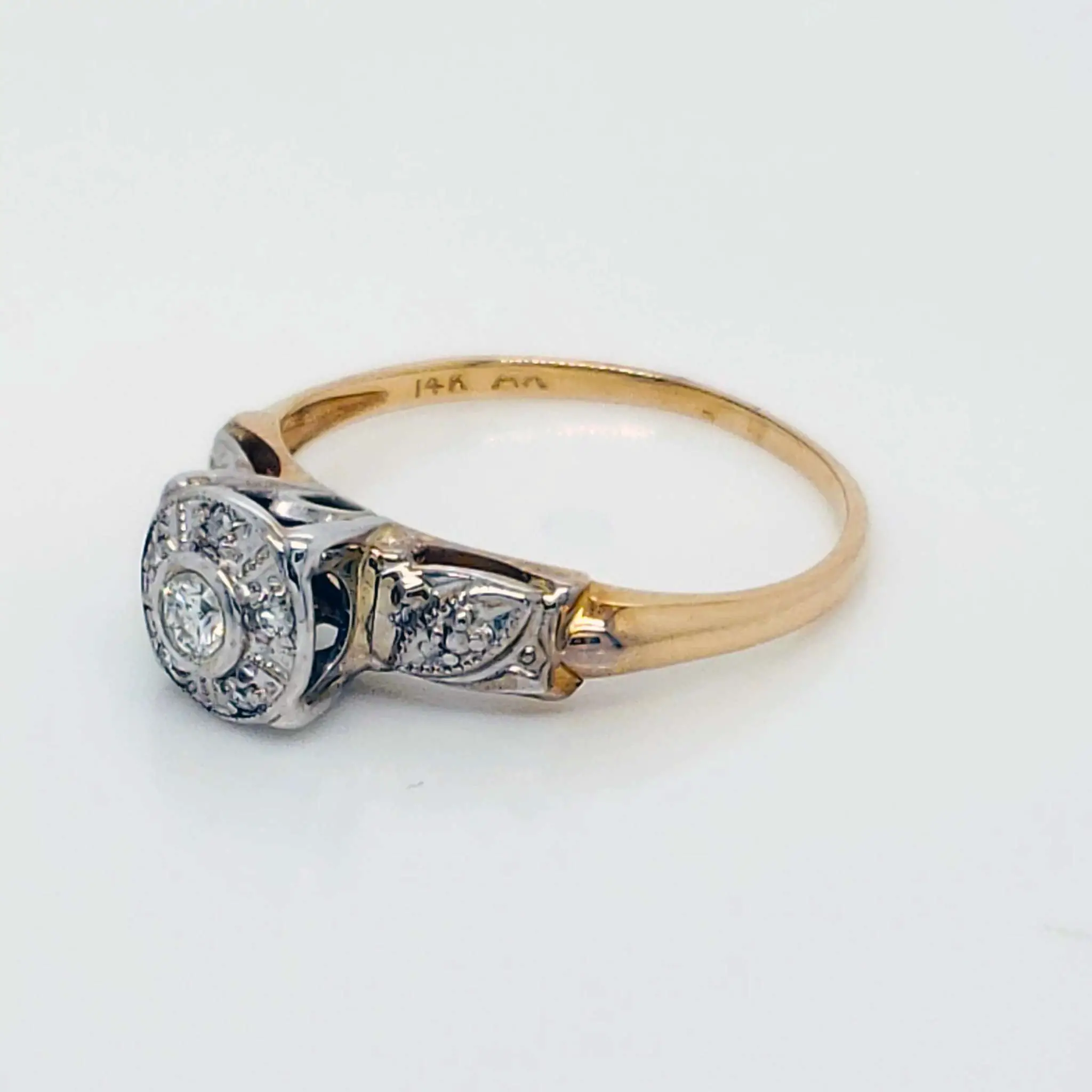 Diamond 14 Karat Gold Engagement Ring : St John and Myers Antique ...
