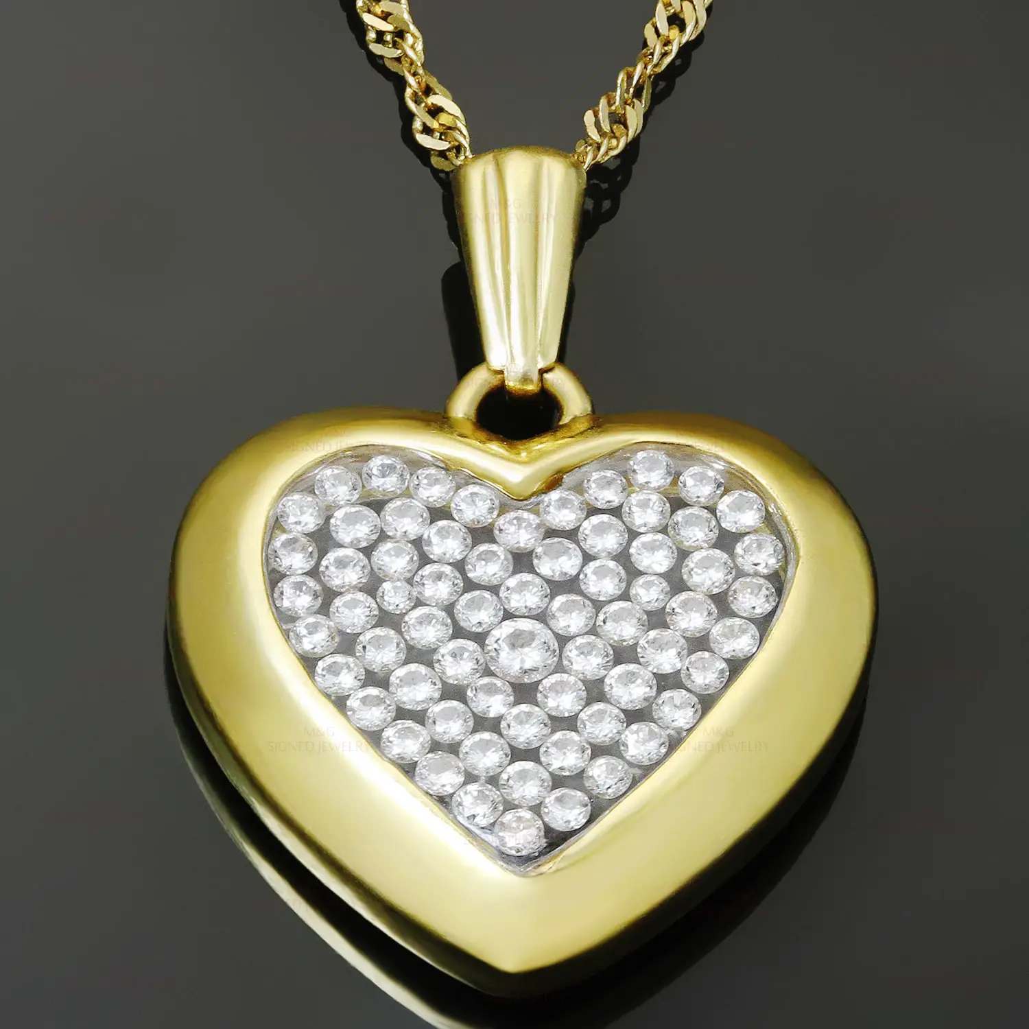Diamond 18k Yellow Gold Heart Pendant Necklace