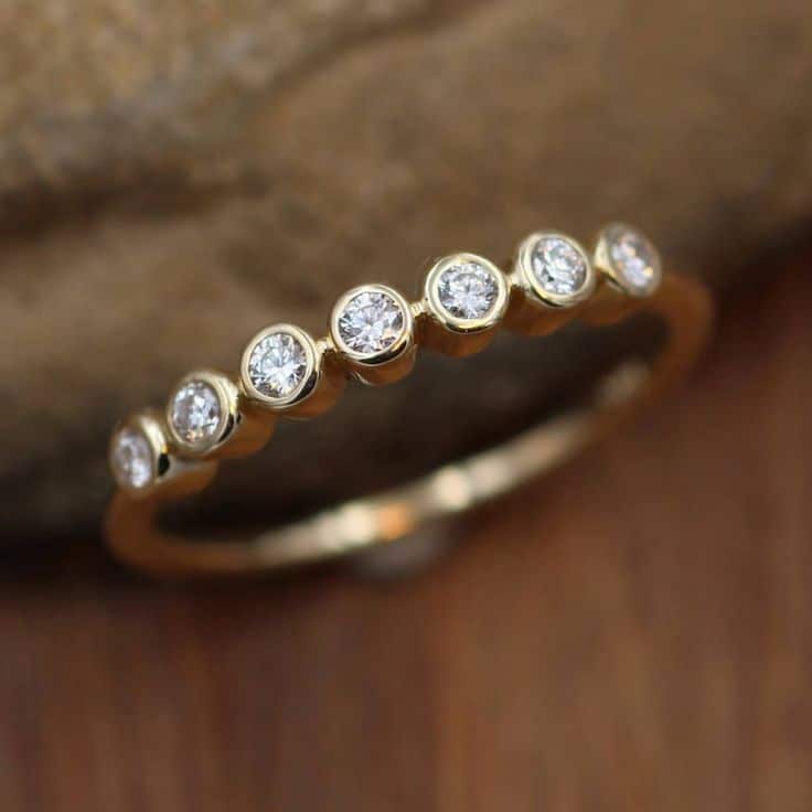 Diamond Multi Bezel Wedding Ring in 14 or 18 Karat Gold