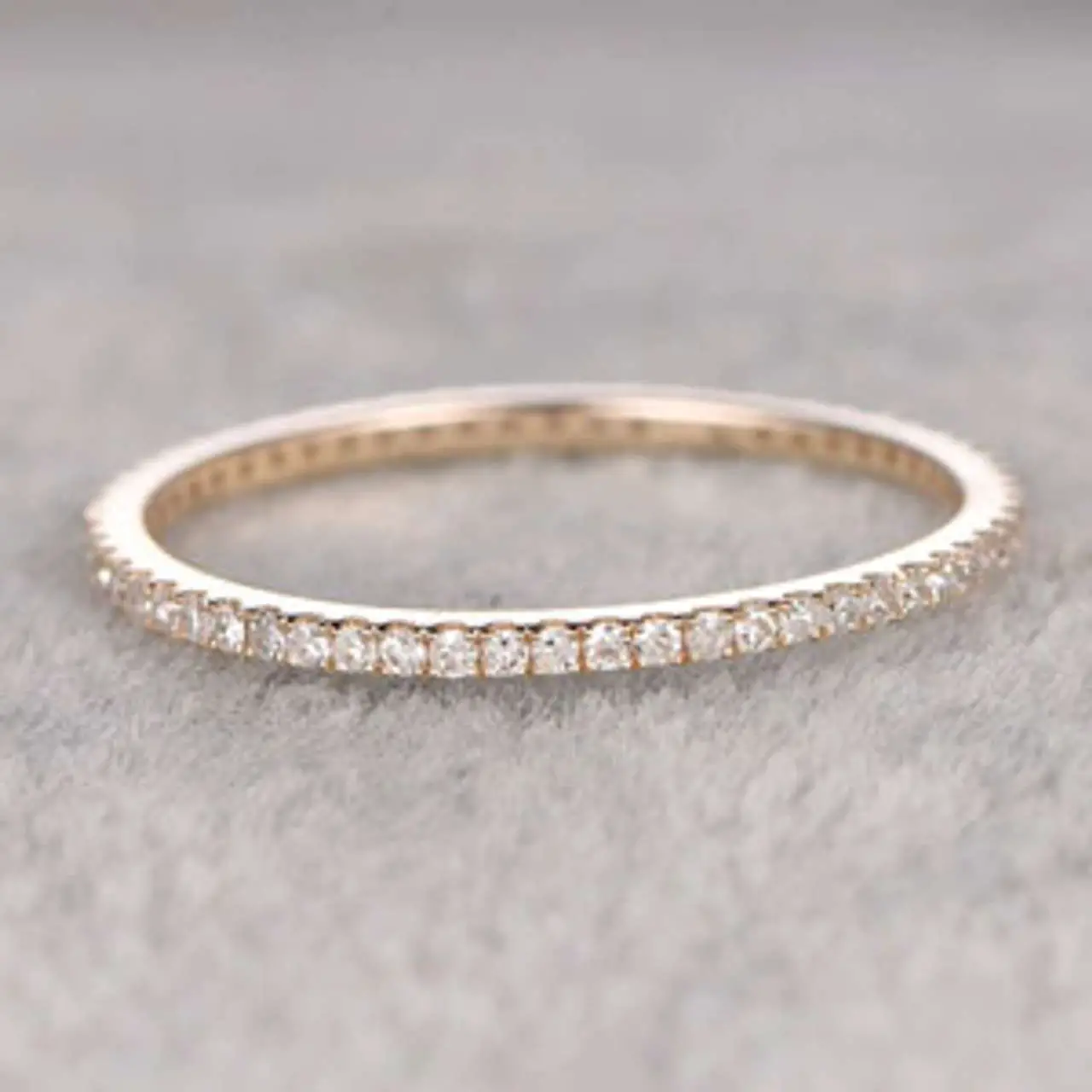 Diamond Wedding Rings For Her 14k Yellow Gold Thin Pave Full Eternity ...