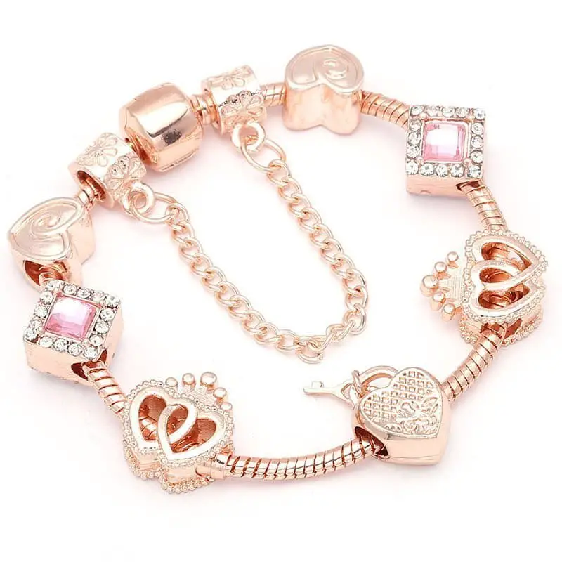 Elegant Pandora Charm Bracelet Jewelry Gift Fashion Glamour Hot Rose ...