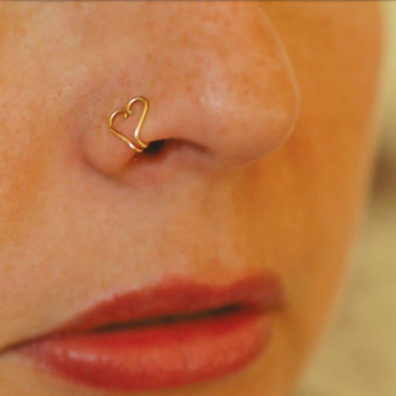 Fake nose ring Gold heart nose ring gold body jewelry Non ...