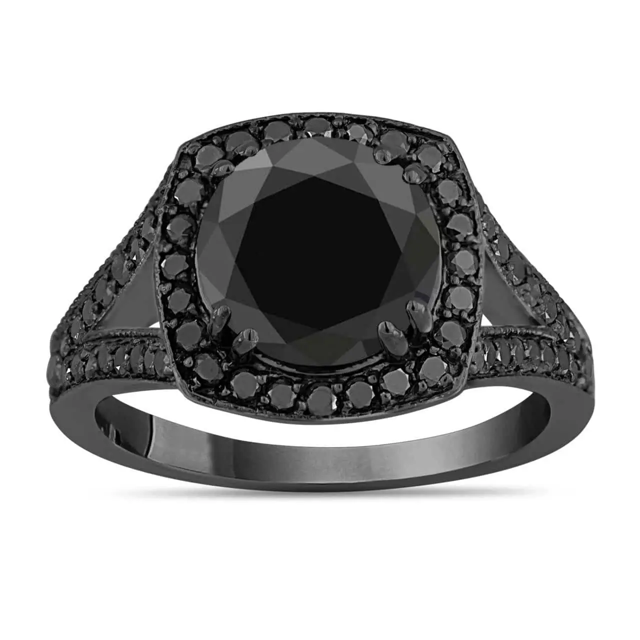 Fancy Black Diamond Engagement Ring Vintage Style 14K Black Gold 3.95 ...