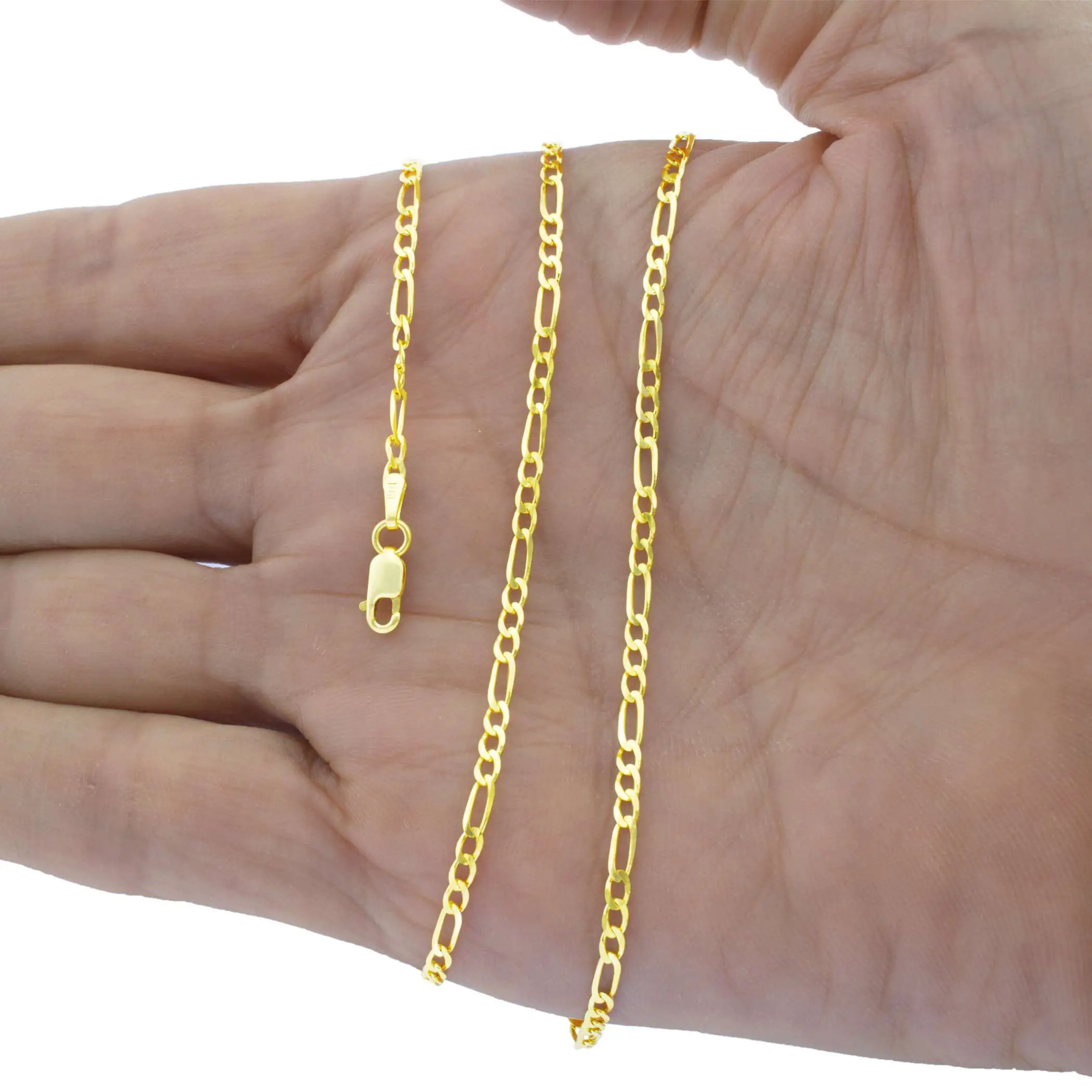 Genuine 14K Yellow Gold Real 2.5mm Italy Figaro Chain Link ...