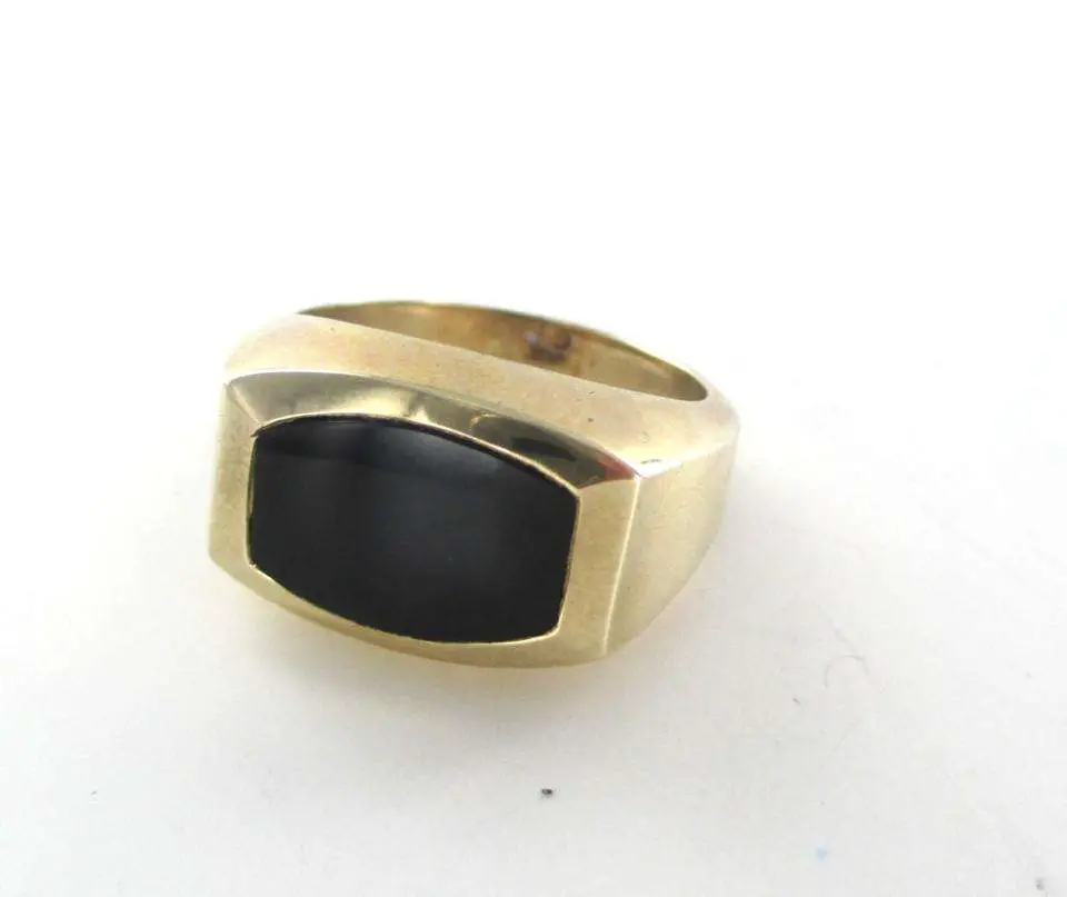 Gold 10kt Solid Yellow Men 10 Black Onyx Designer 16.7 Grams Ring