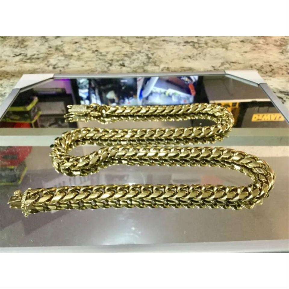 Gold 14mm 14kt Miami Cuban Link Heavy Chain Necklace